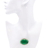 Antique Yellow Gold Chrysoprase and Seed Pearl Brooch