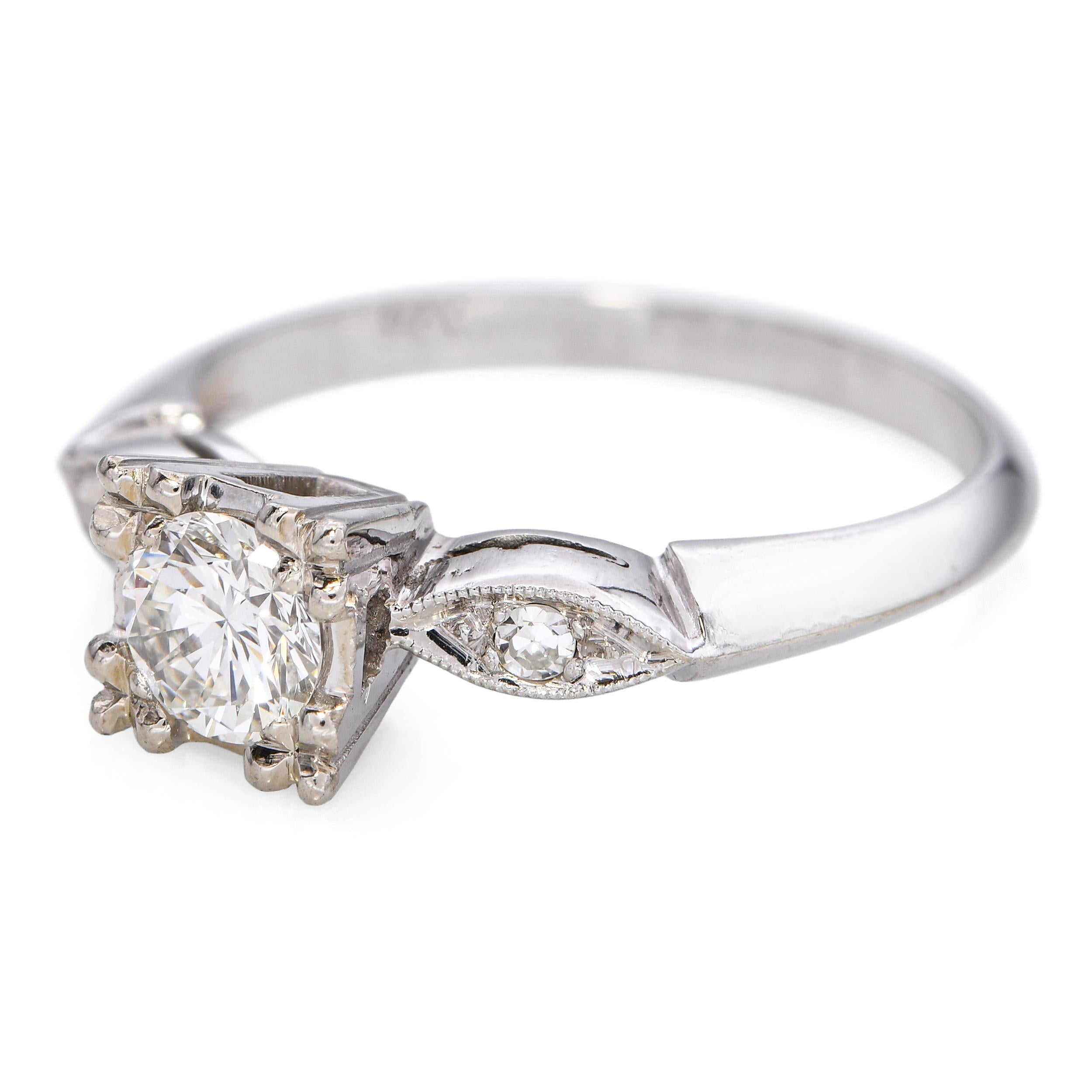 Vintage 14k White Gold 0.42tcw H VS Diamond Engagement Ring