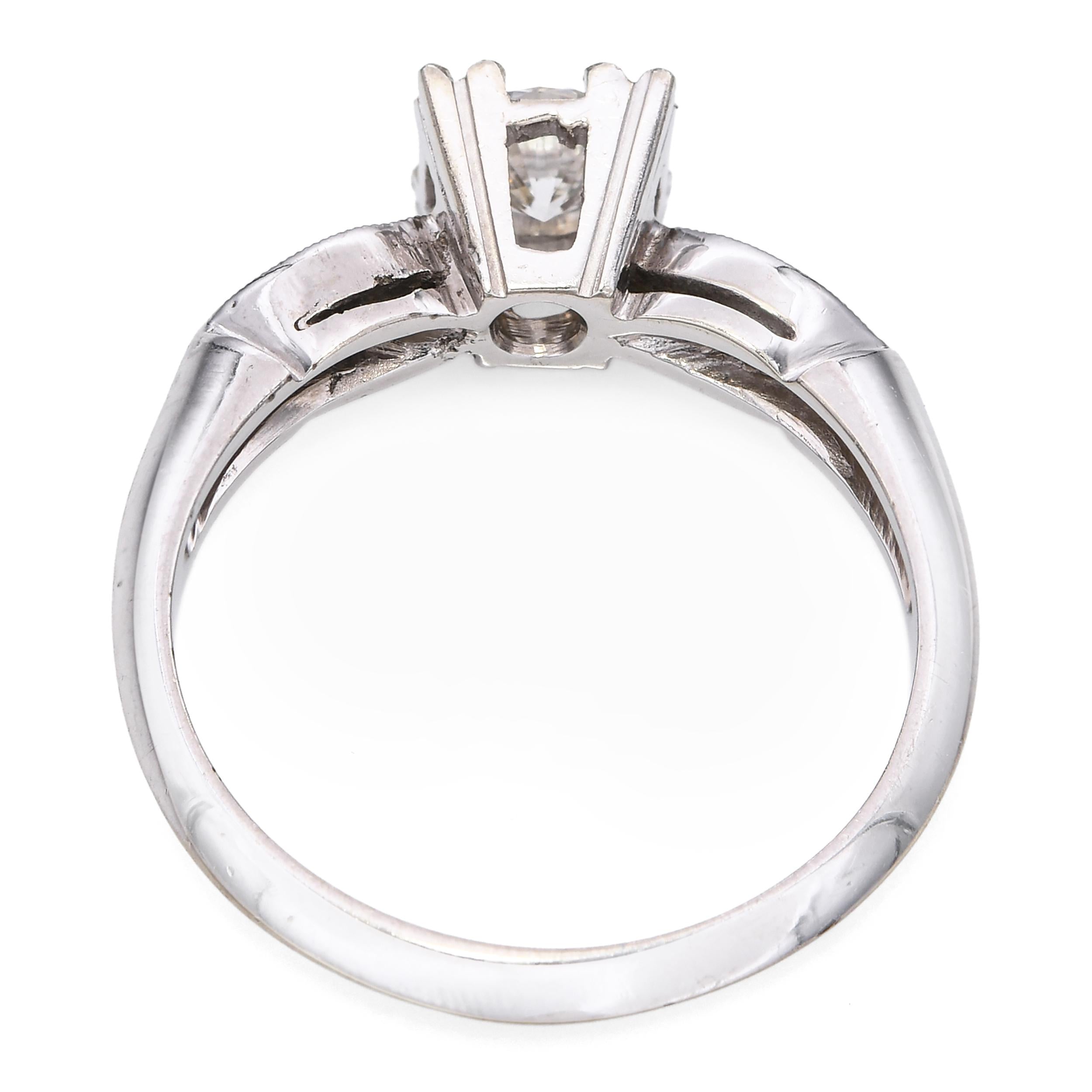 Vintage 14k White Gold 0.42tcw H VS Diamond Engagement Ring