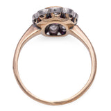 Antique 14k Yellow Gold Platinum Top 0.51ct Ruby and Diamond Halo Ring