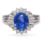 Platinum 2.25ct Ceylon Heated Sapphire and Diamond Ring