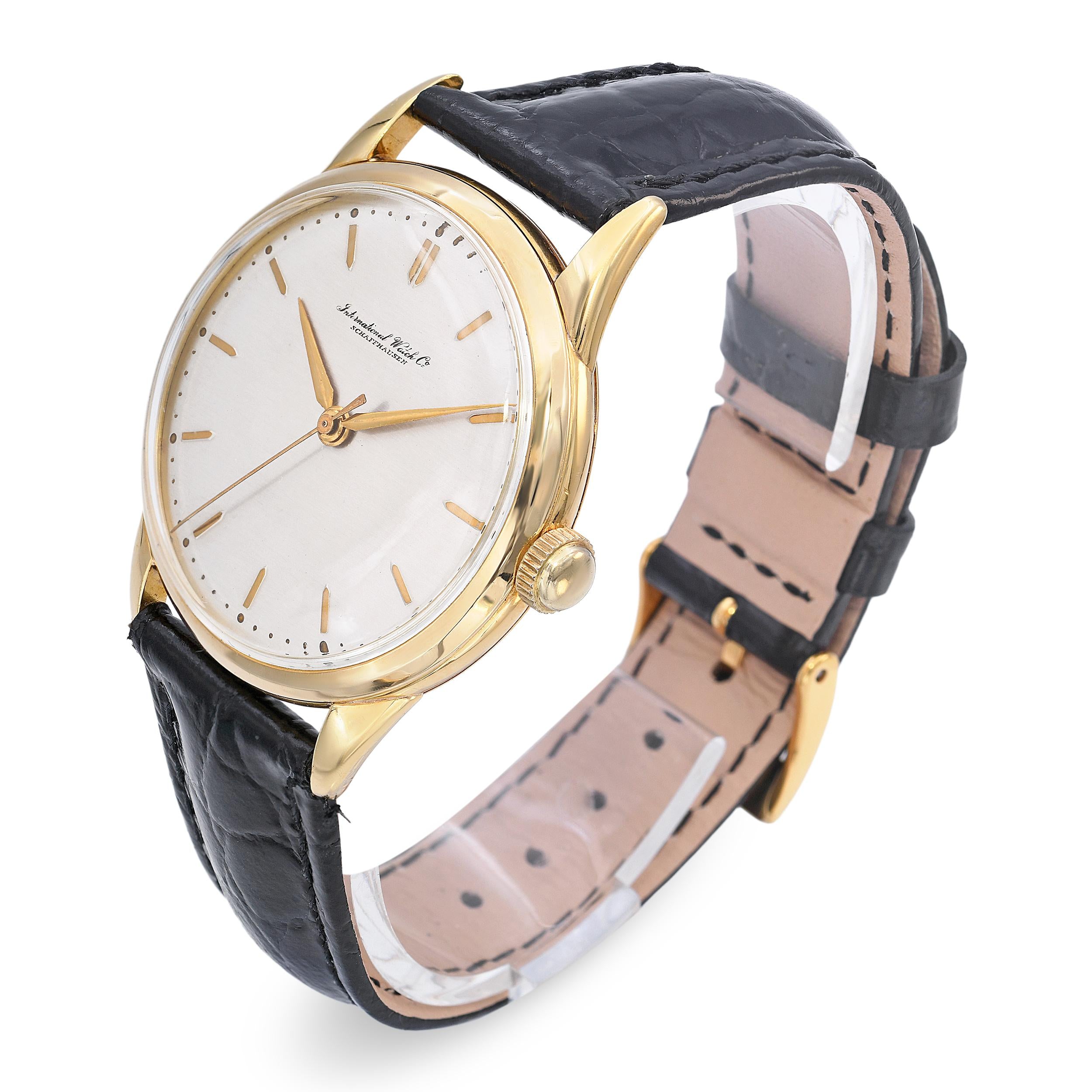 Vintage 1950s IWC Schaffhausen 18k Yellow Gold Manual Wind Dress Watch