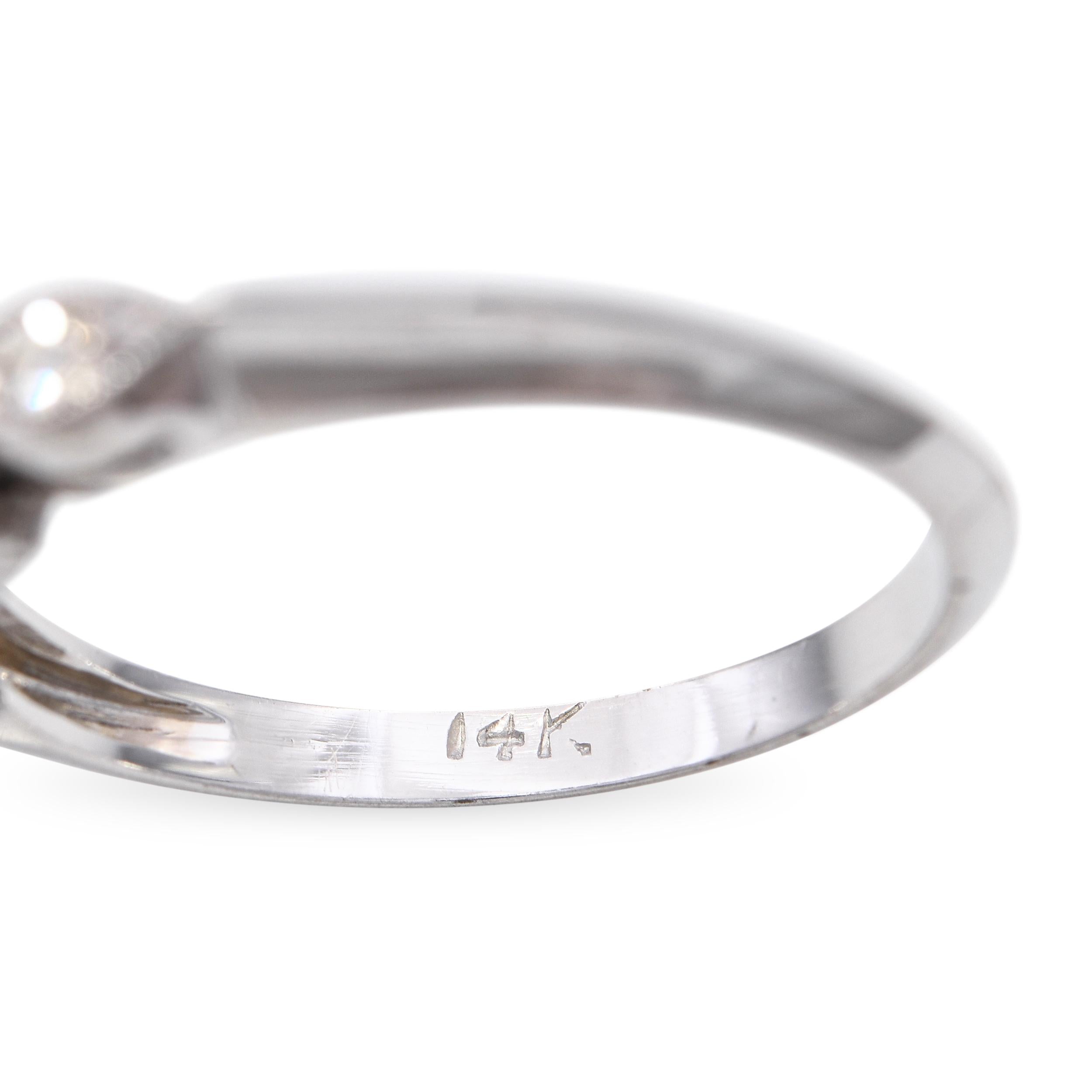 Vintage 14k White Gold 0.42tcw H VS Diamond Engagement Ring