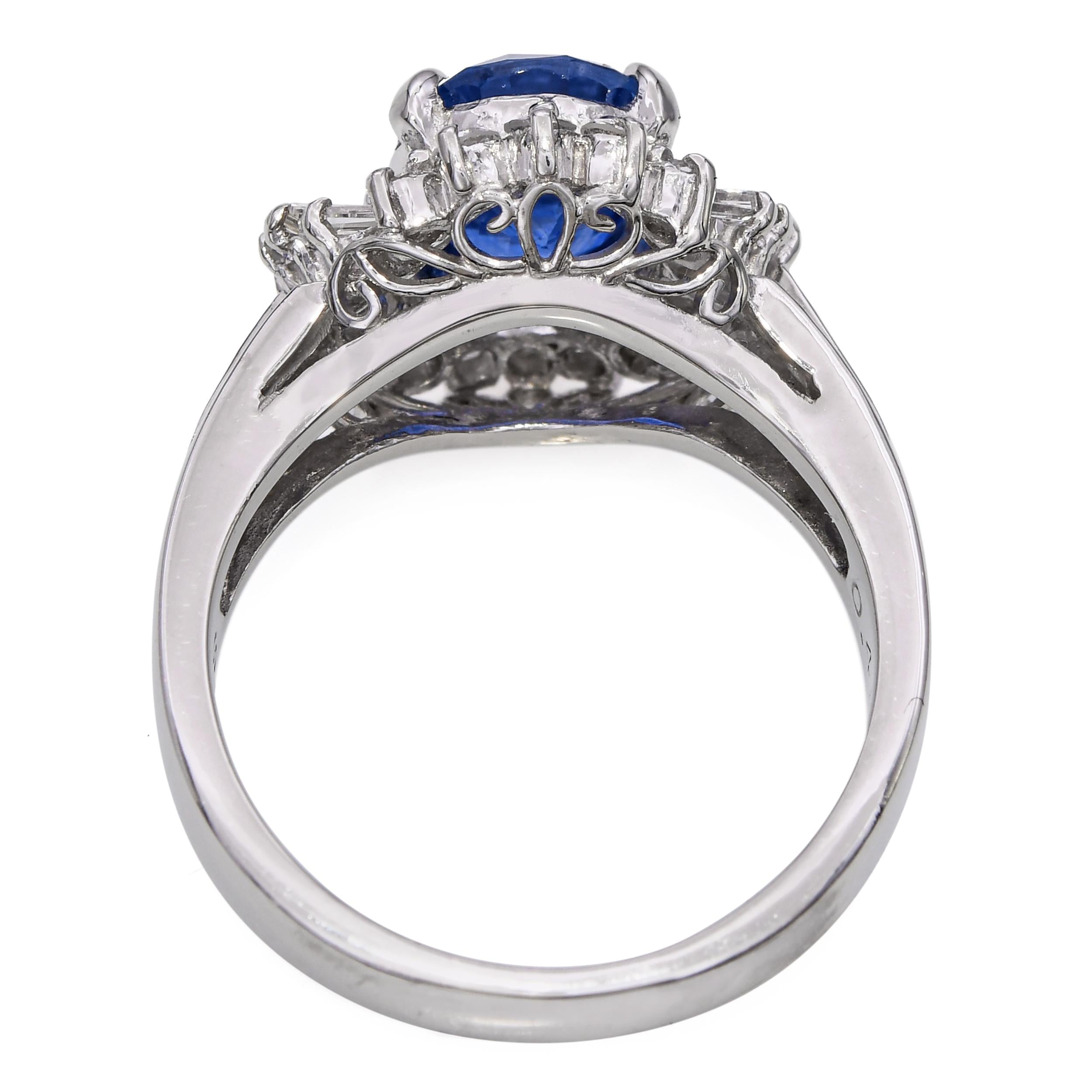 Platinum 2.25ct Ceylon Heated Sapphire and Diamond Ring