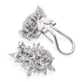 Vintage 14K White Gold Mixed Shape 3.72tcw Diamond Cluster Omega Earrings