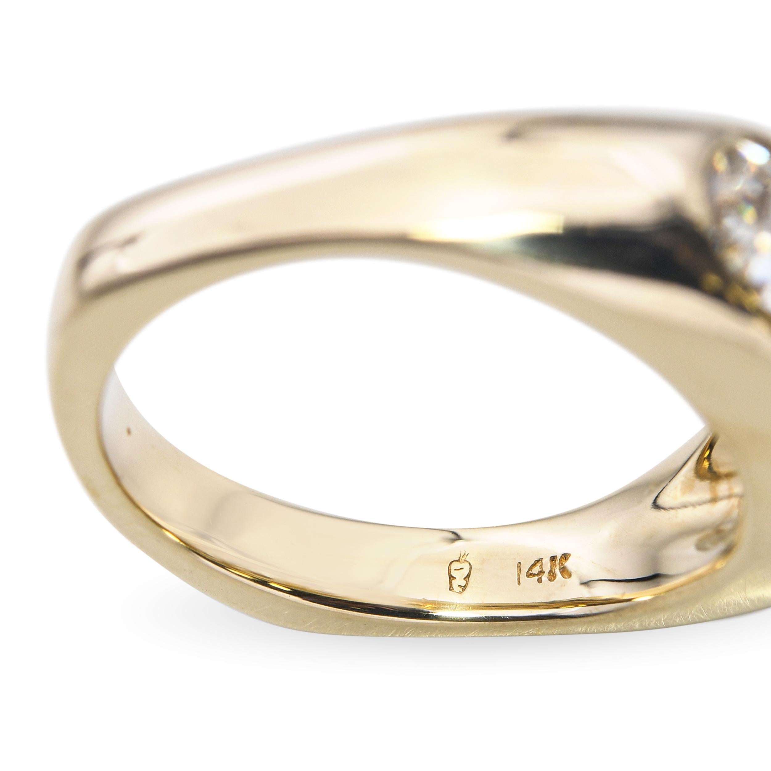 Vintage 14k Yellow Gold 1.90ct Old Euro Cut Diamond 3-Stone Gypsy Ring