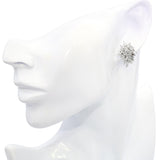 Vintage 14K White Gold Mixed Shape 3.72tcw Diamond Cluster Omega Earrings