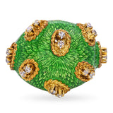 Vintage 18k Diamond and Guilloche Enamel Dome Ring