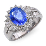 Platinum 2.25ct Ceylon Heated Sapphire and Diamond Ring
