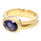 Vintage 18k Yellow Gold Iolite Bezel Ring