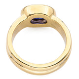 Vintage 18k Yellow Gold Iolite Bezel Ring