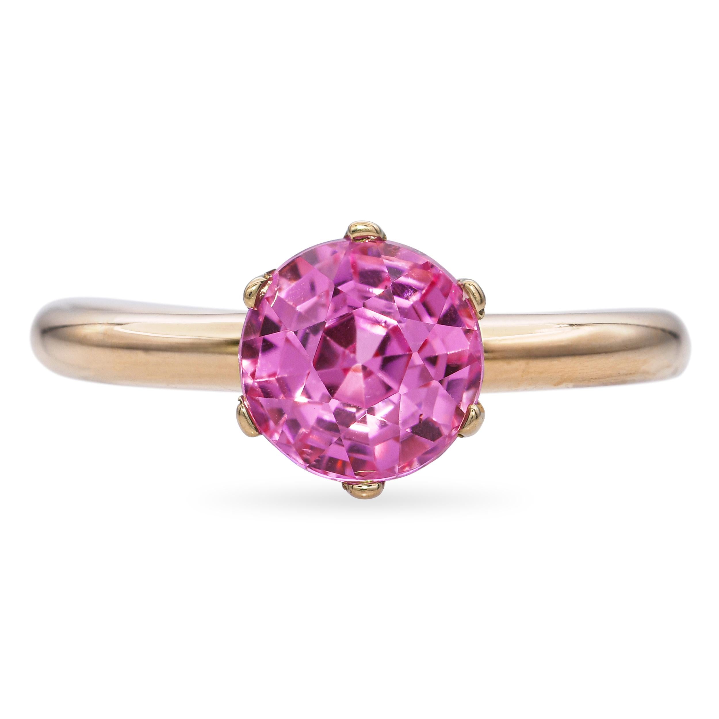 Vintage 15k Yellow Gold 1.75ct Pink Sapphire Solitaire Ring