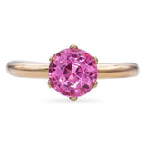 Vintage 15k Yellow Gold 1.75ct Pink Sapphire Solitaire Ring