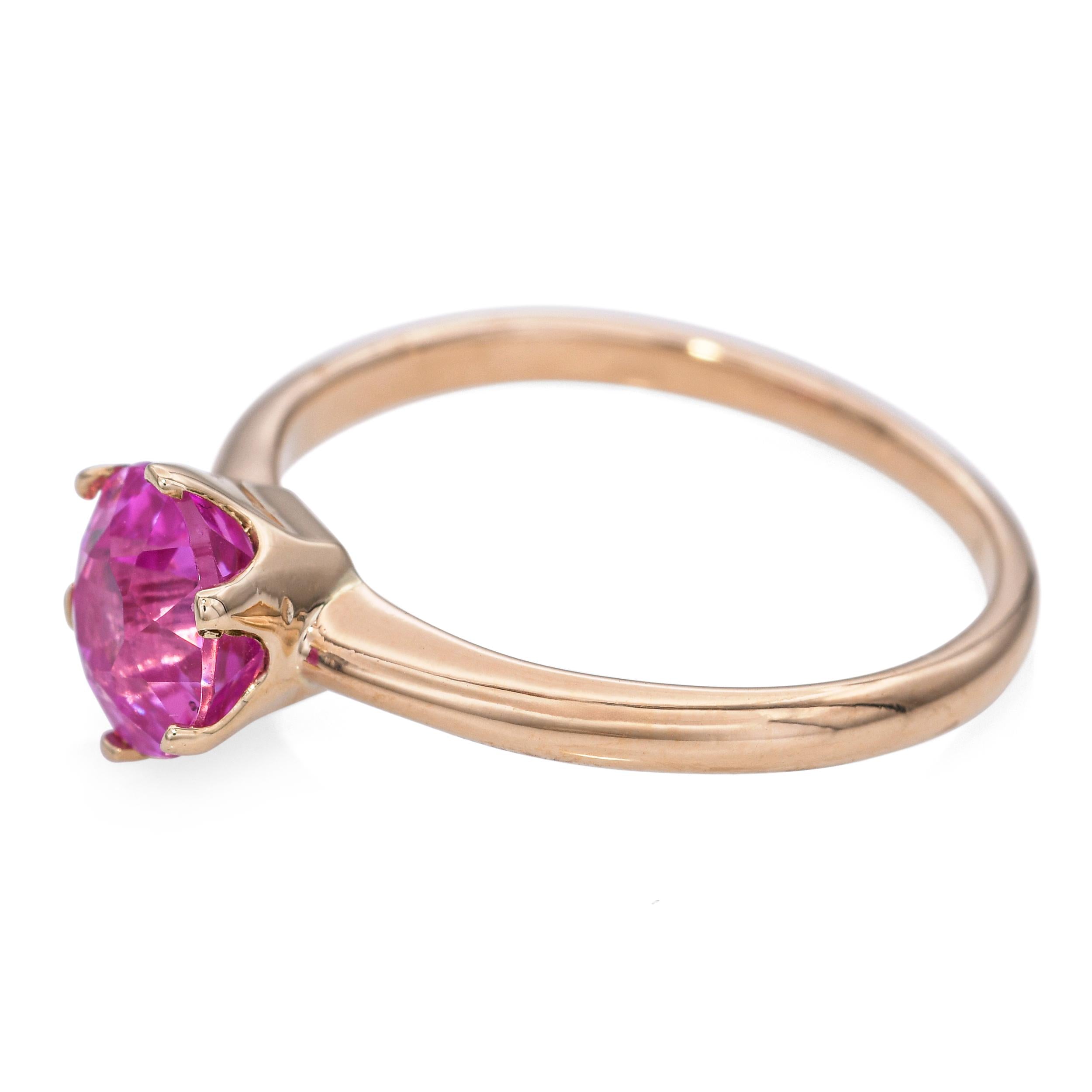 Vintage 15k Yellow Gold 1.75ct Pink Sapphire Solitaire Ring