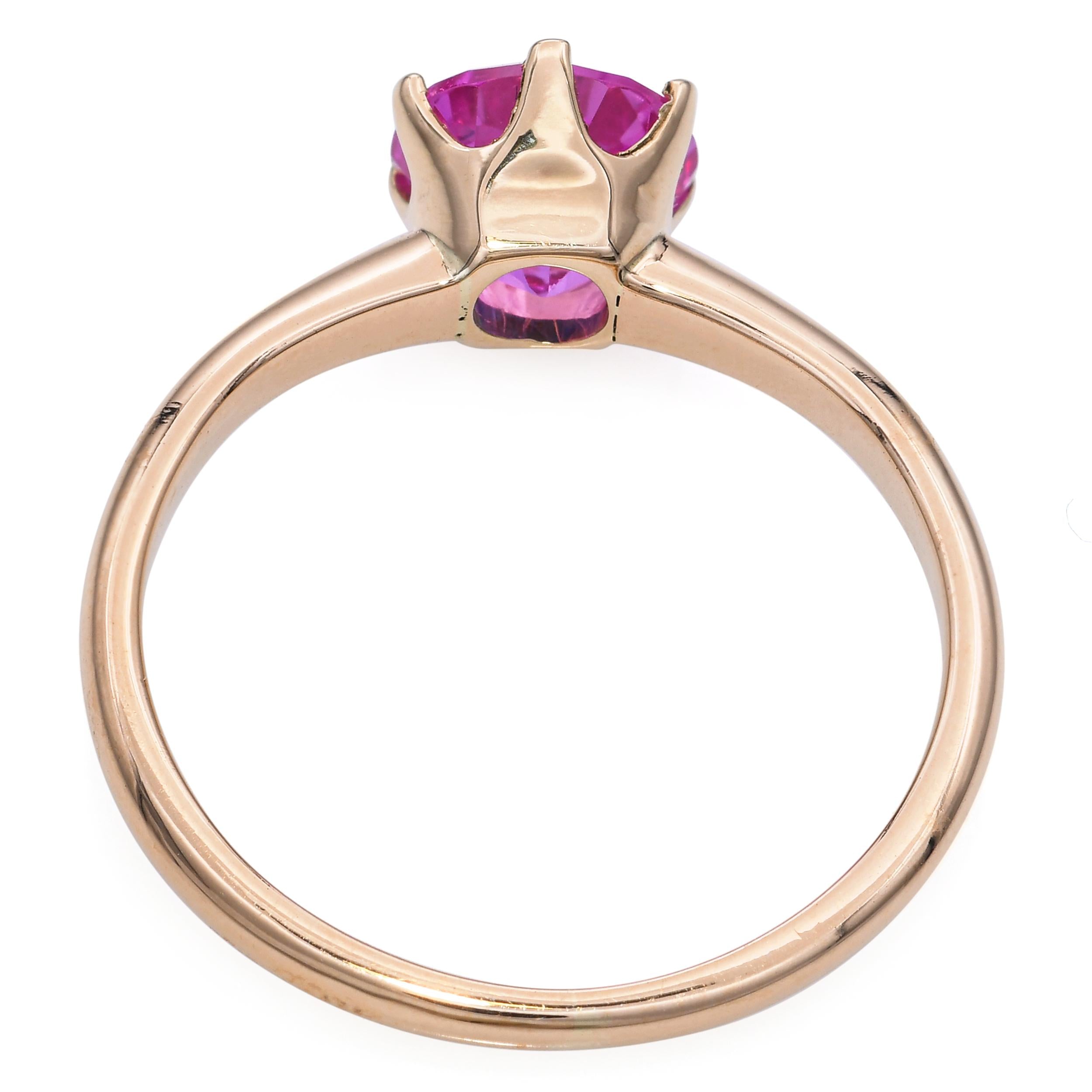 Vintage 15k Yellow Gold 1.75ct Pink Sapphire Solitaire Ring