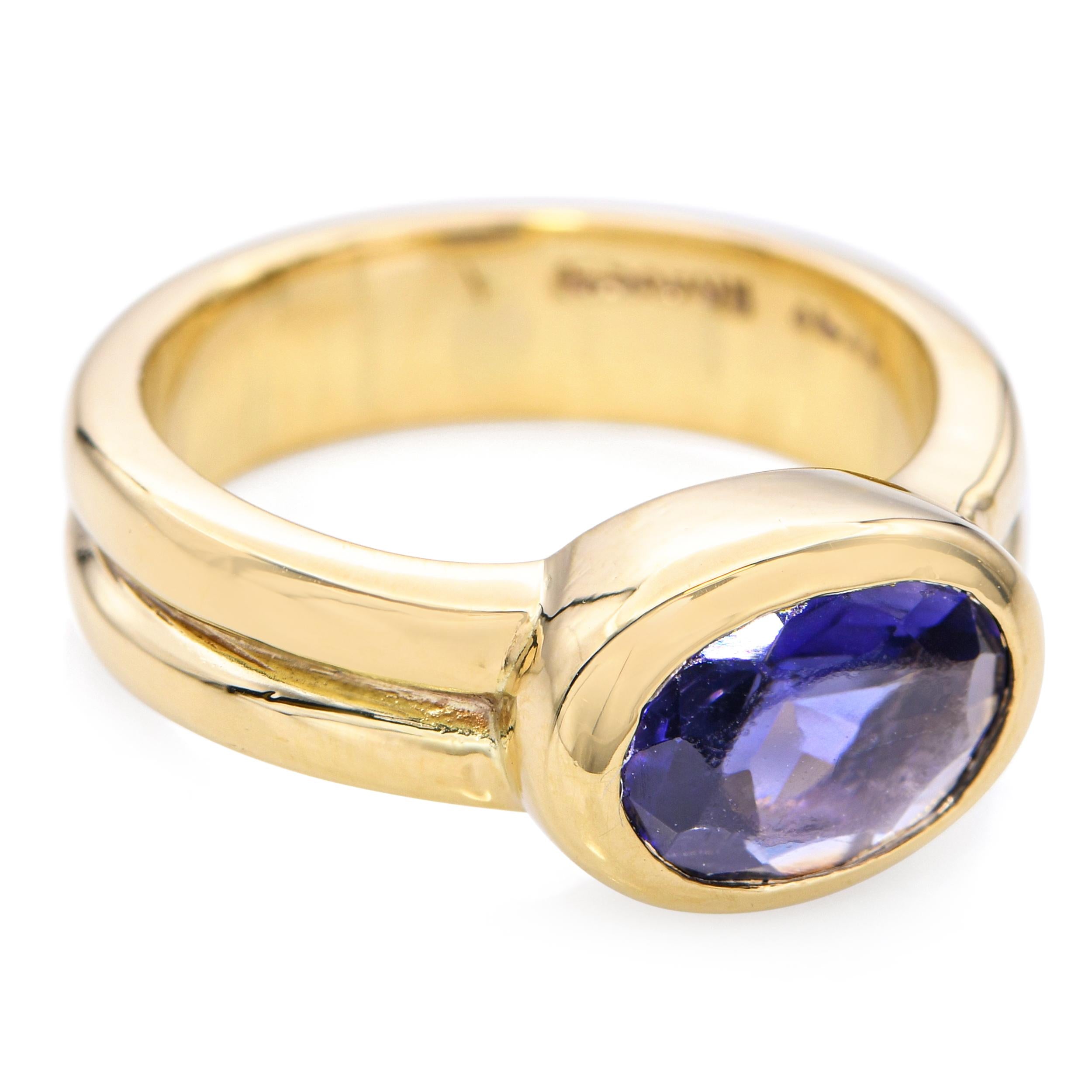 Vintage 18k Yellow Gold Iolite Bezel Ring