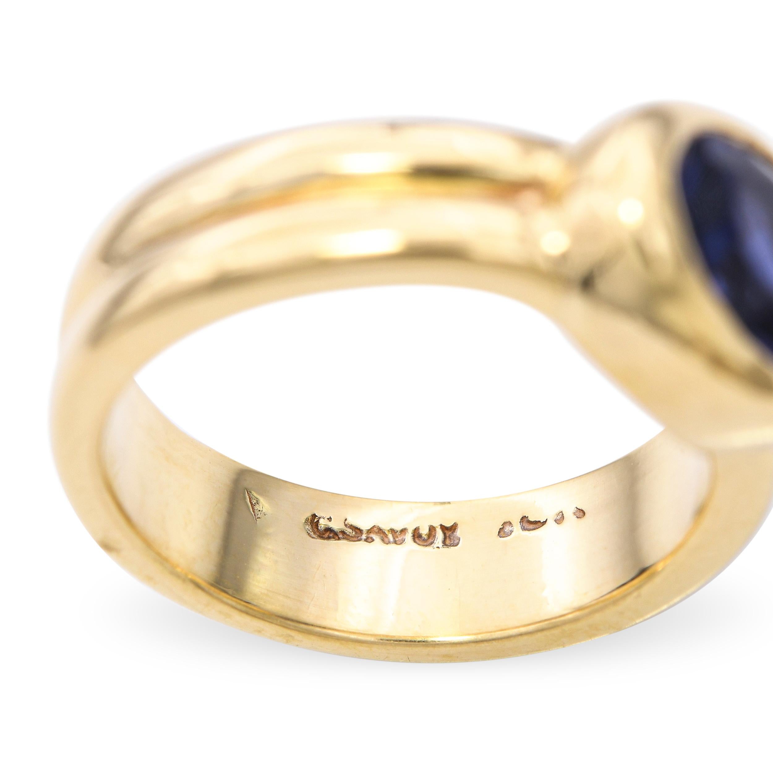 Vintage 18k Yellow Gold Iolite Bezel Ring