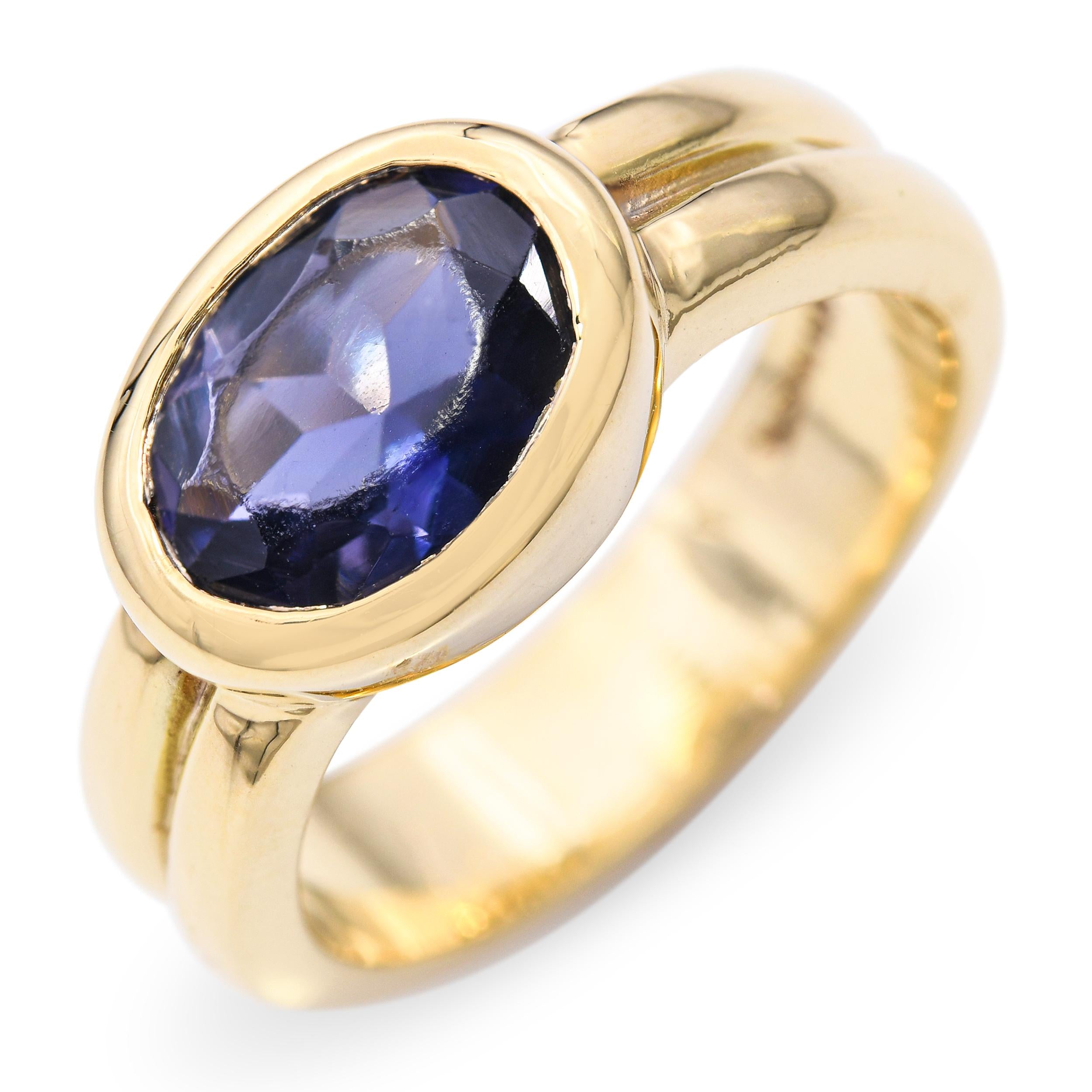Vintage 18k Yellow Gold Iolite Bezel Ring