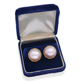 Vintage 14k Yellow Gold Mabe Pearl Earrings
