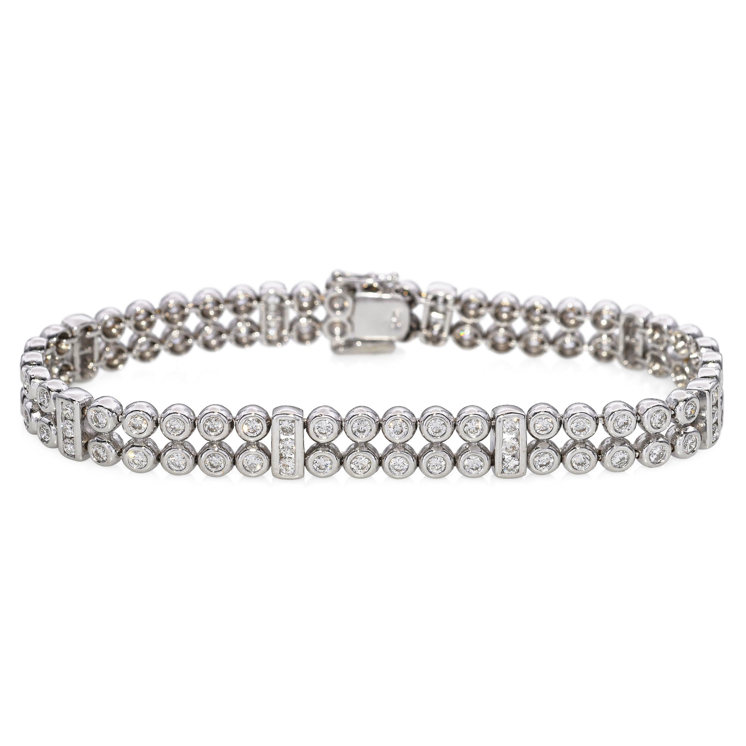 Vintage 18k White Gold 1.32tcw Diamond Tennis Bracelet