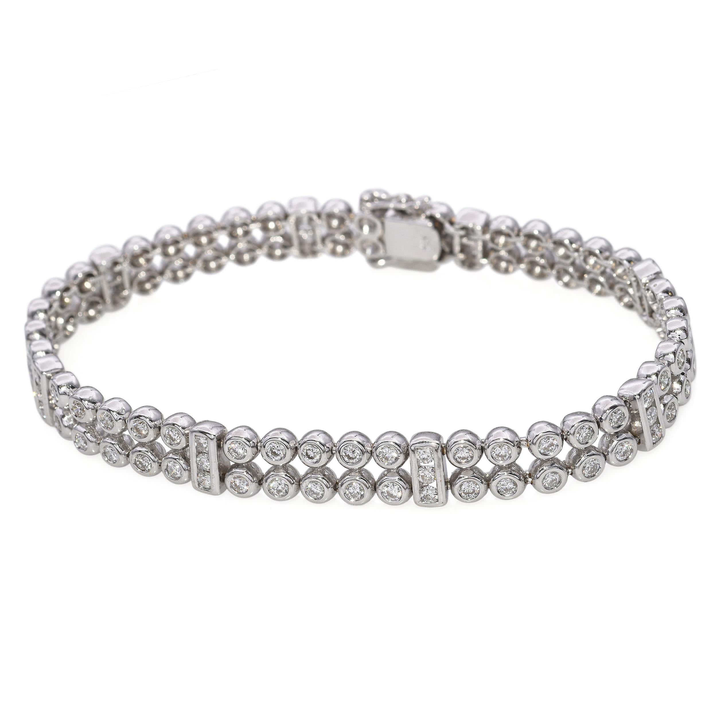 Vintage 18k White Gold 1.32tcw Diamond Tennis Bracelet