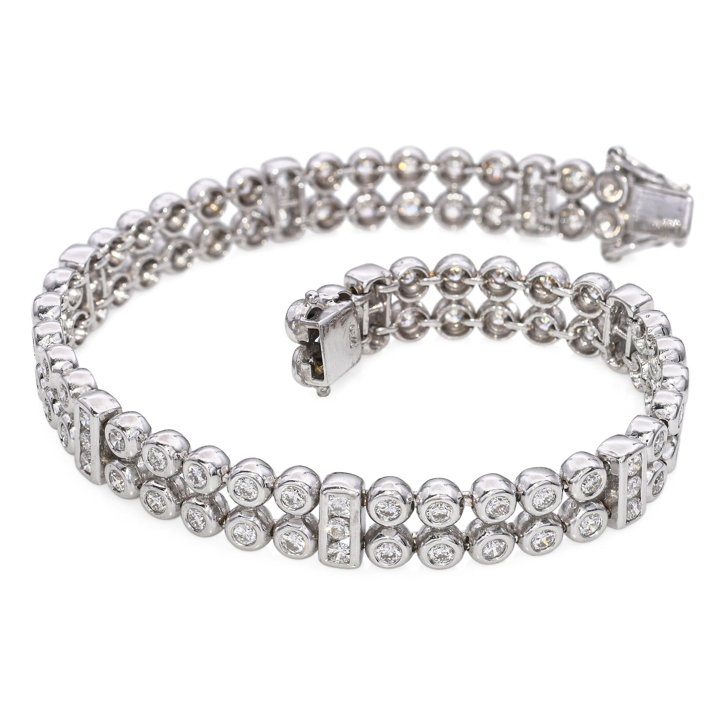 Vintage 18k White Gold 1.32tcw Diamond Tennis Bracelet