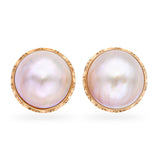 Vintage 14k Yellow Gold Mabe Pearl Earrings