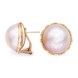 Vintage 14k Yellow Gold Mabe Pearl Earrings