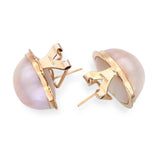 Vintage 14k Yellow Gold Mabe Pearl Earrings