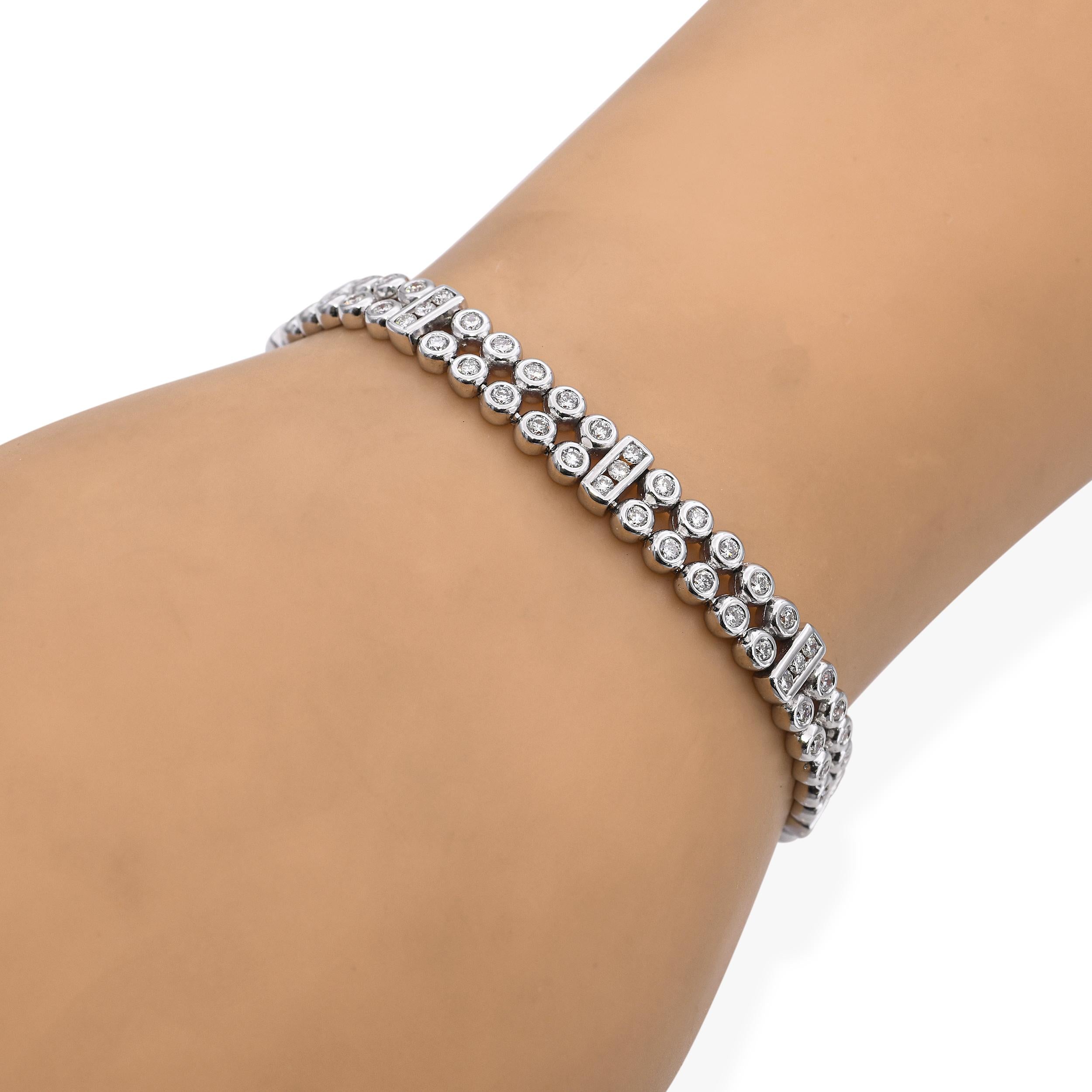 Vintage 18k White Gold 1.32tcw Diamond Tennis Bracelet