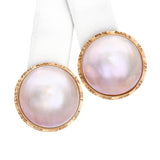 Vintage 14k Yellow Gold Mabe Pearl Earrings