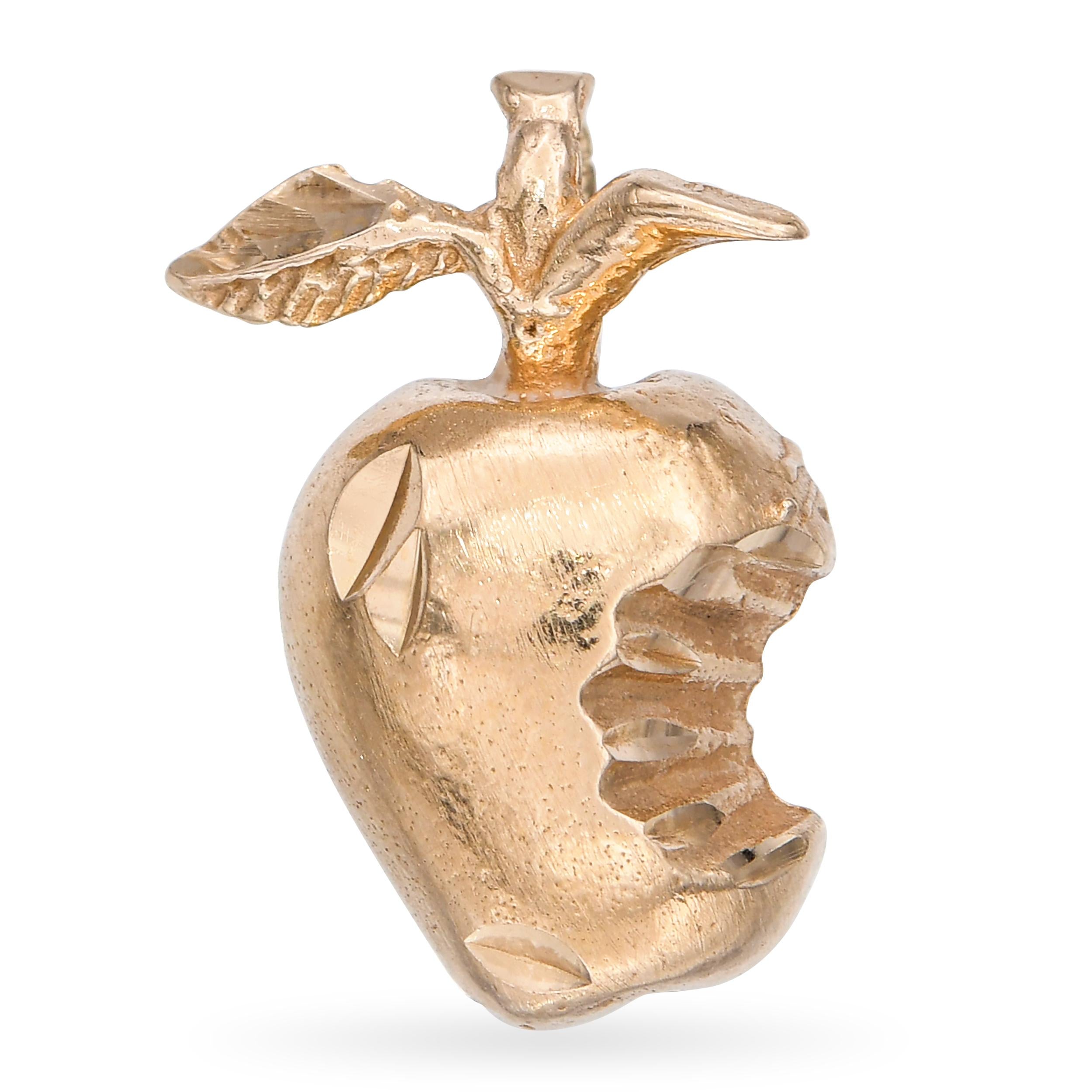 14k Yellow Gold Bitten Apple Pendant Charm