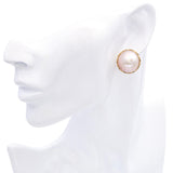 Vintage 14k Yellow Gold Mabe Pearl Earrings