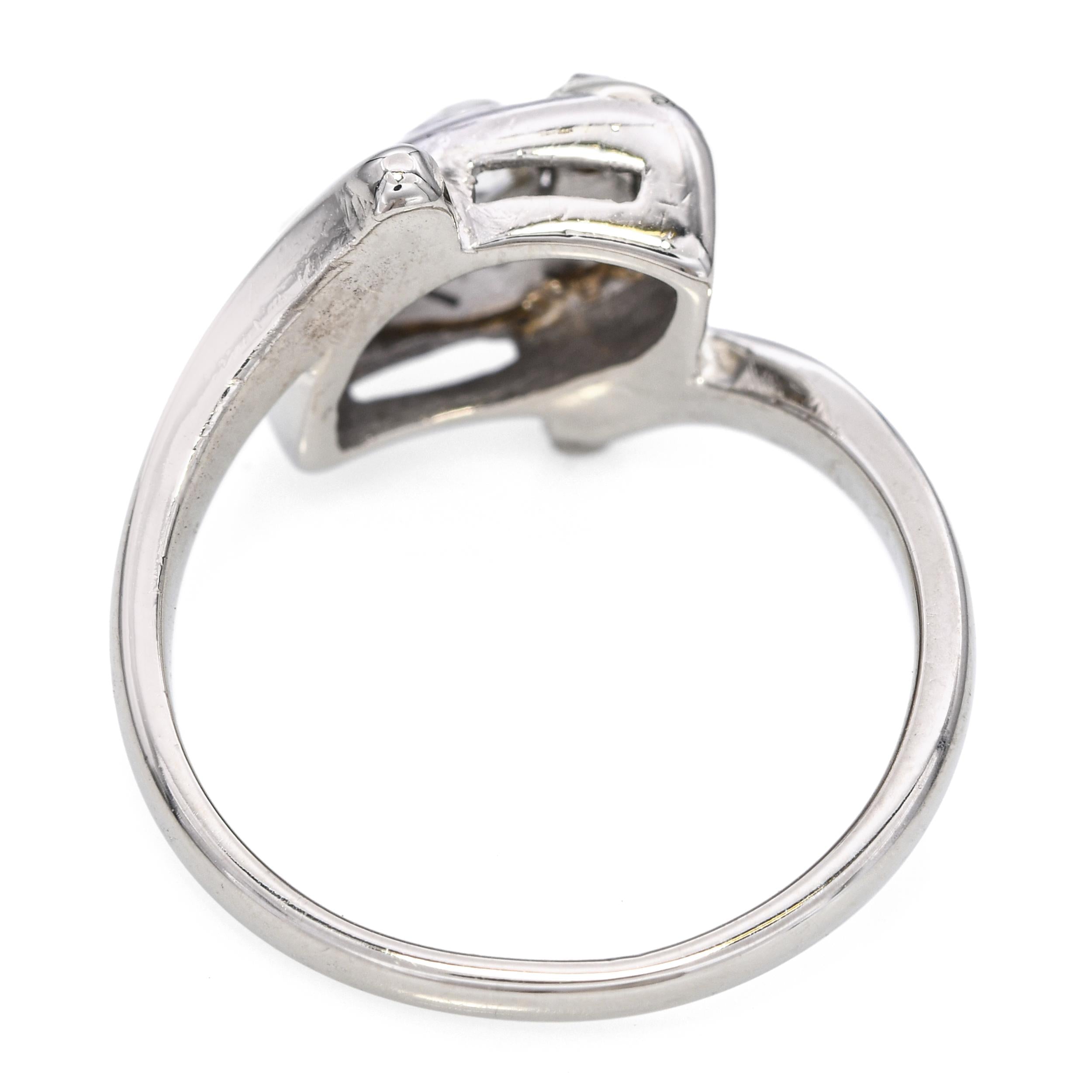 Vintage 14k White Gold 0.23tcw Diamond Bypass Ring