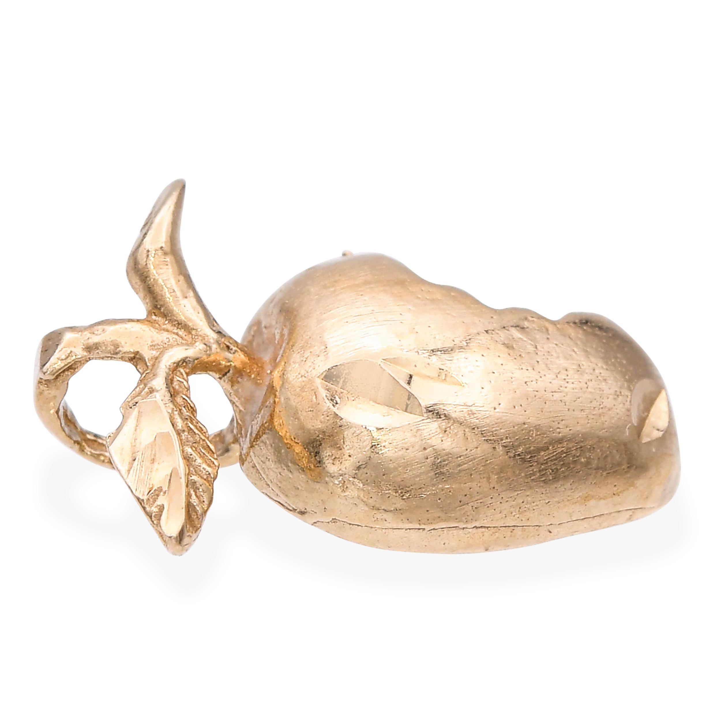 14k Yellow Gold Bitten Apple Pendant Charm