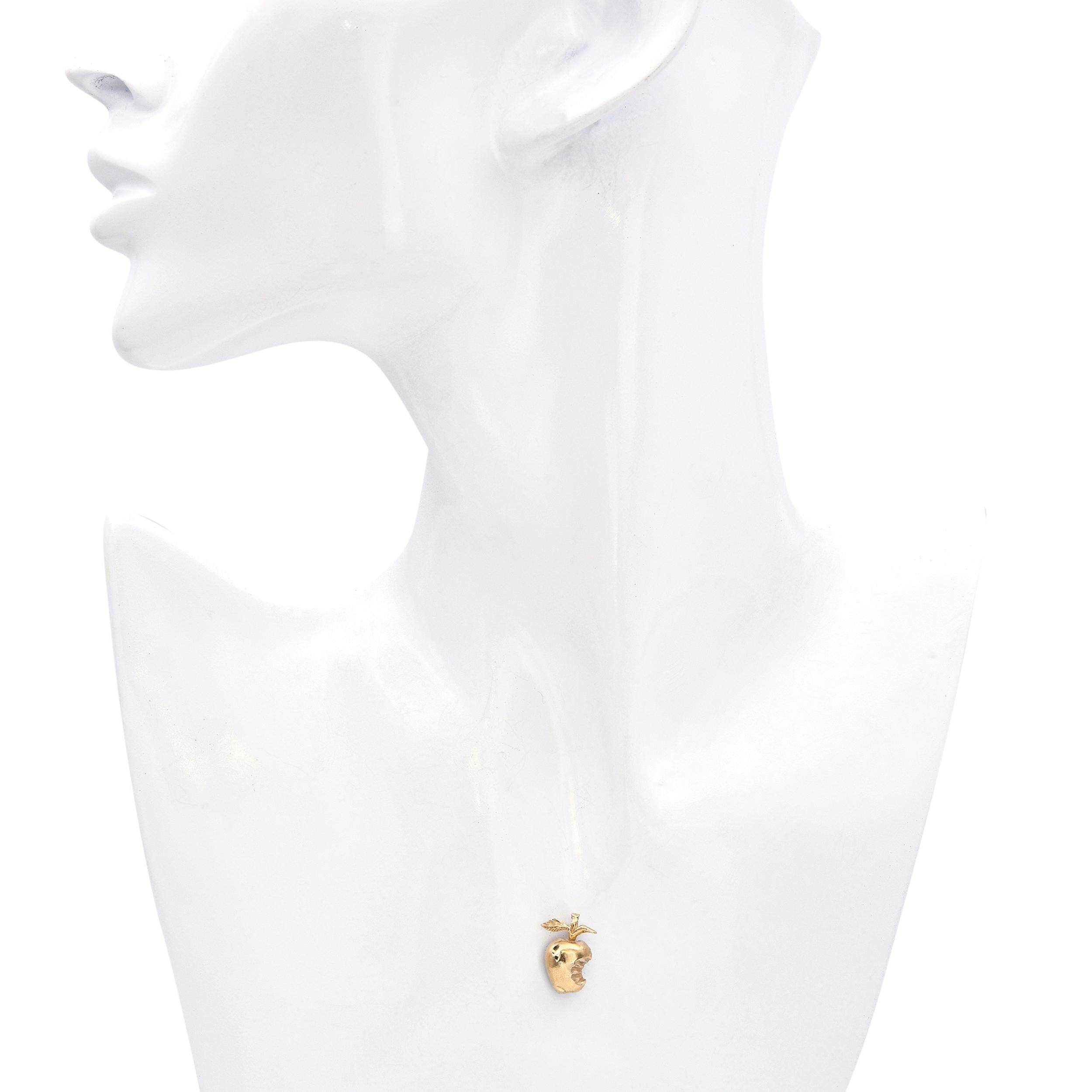 14k Yellow Gold Bitten Apple Pendant Charm