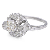 Vintage White Gold 1.26tcw Old Euro Cut Diamond Bow Ring