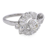 Vintage White Gold 1.26tcw Old Euro Cut Diamond Bow Ring