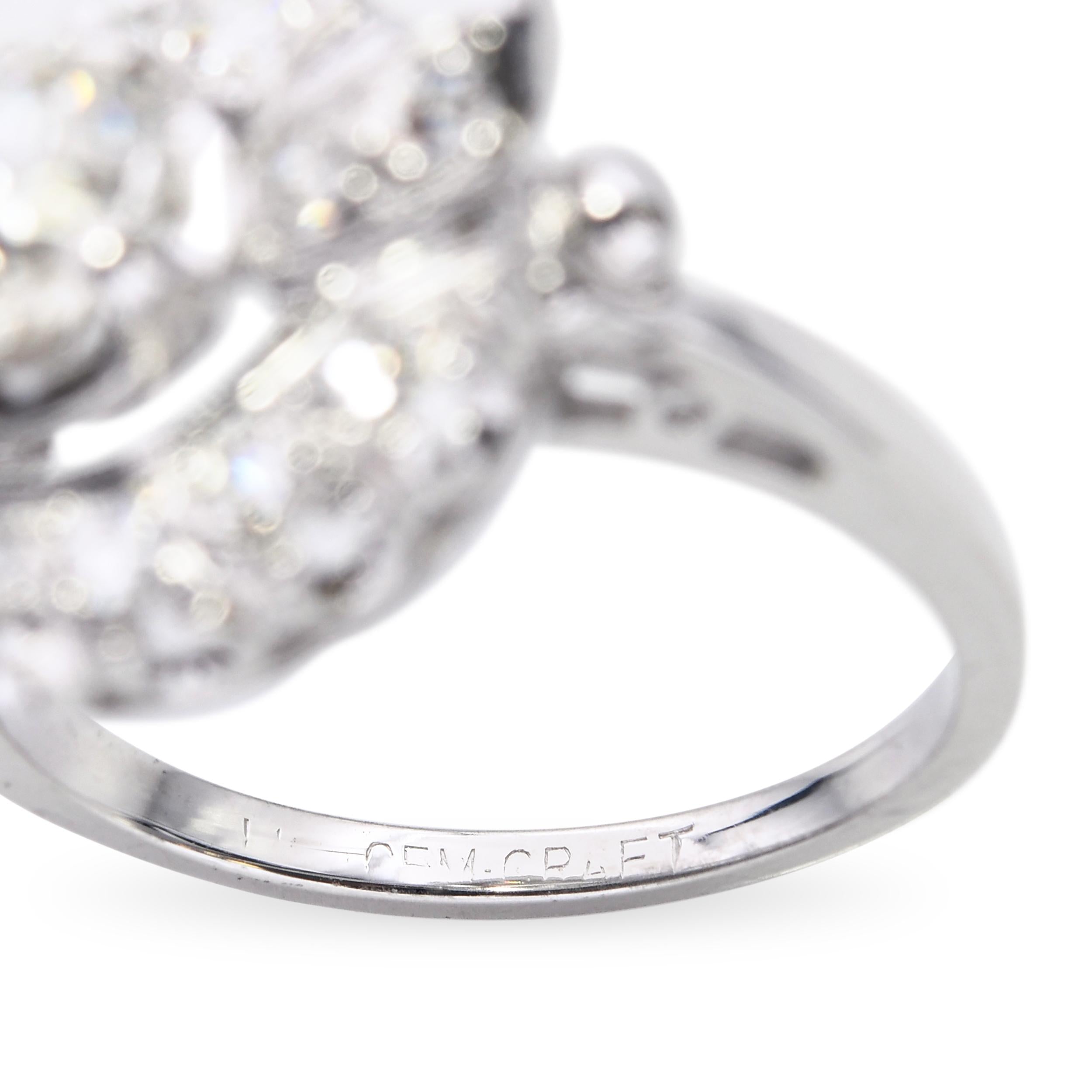 Vintage White Gold 1.26tcw Old Euro Cut Diamond Bow Ring