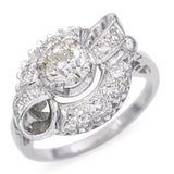 Vintage White Gold 1.26tcw Old Euro Cut Diamond Bow Ring