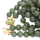 Vintage Yellow Gold Jadeite Bead Double Strand Necklace