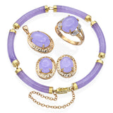 Vintage 10k and 14K Yellow Gold Lavender Jade Jewelry Set