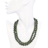 Vintage Yellow Gold Jadeite Bead Double Strand Necklace