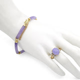 Vintage 10k and 14K Yellow Gold Lavender Jade Jewelry Set
