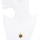 Ancient Masada Coin in 18k Yellow Gold Frame Pendant