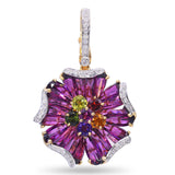 Bellarri 18k Yellow Gold Mademoiselle Flower Rhodolite & Diamond Pendant