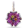 Bellarri 18k Yellow Gold Mademoiselle Flower Rhodolite & Diamond Pendant