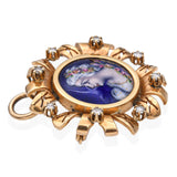 Antique 14k Yellow Gold French Portrait of Women Diamond Brooch Pendant