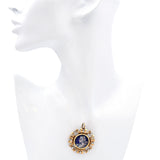 Antique 14k Yellow Gold French Portrait of Women Diamond Brooch Pendant