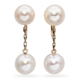 Vintage 18k Yellow Gold Pearl Drop Screw Back Earrings